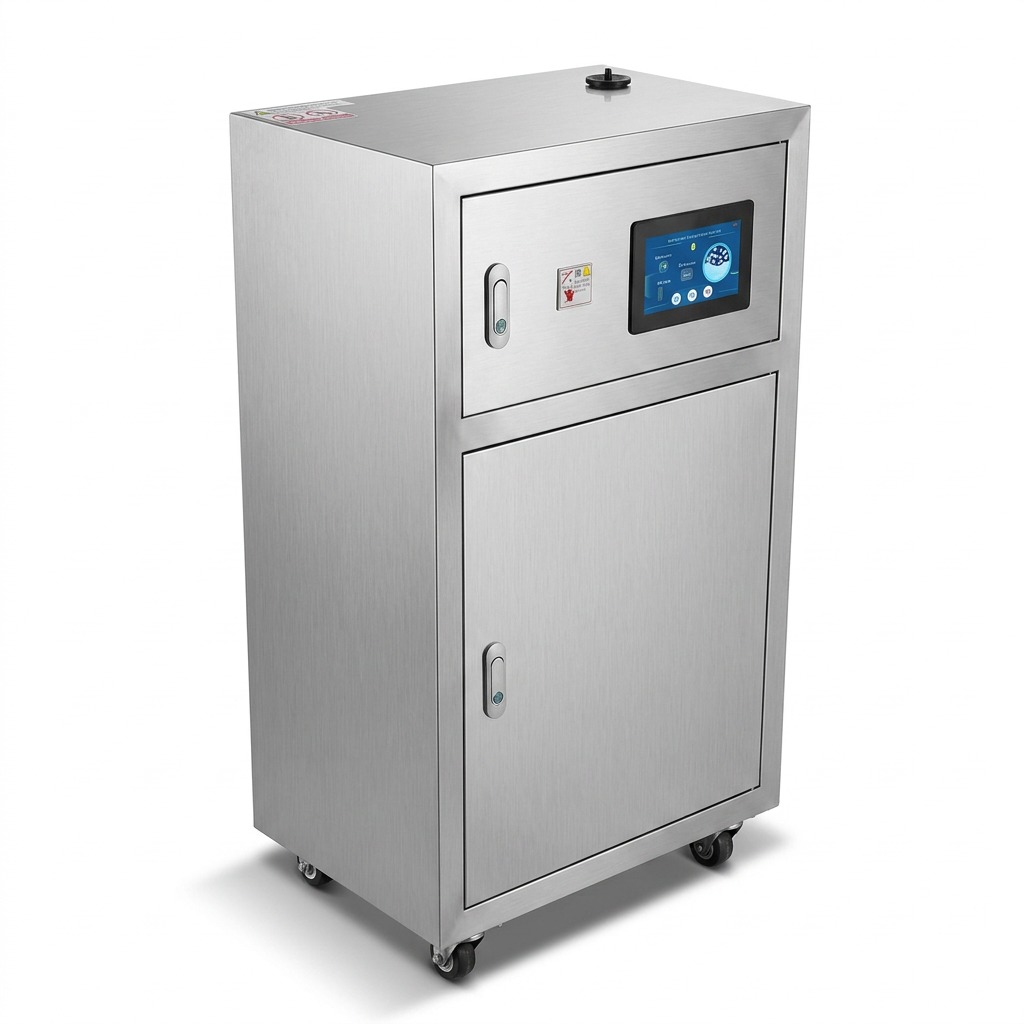 HERO Irrigation WZ-S hydrogen nano-bubble system — stainless steel cabinet with touchscreen HMI, caster-mounted